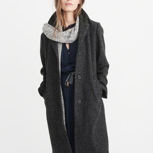 Abercrombie & Fitch Dad Coat - Black Tweed